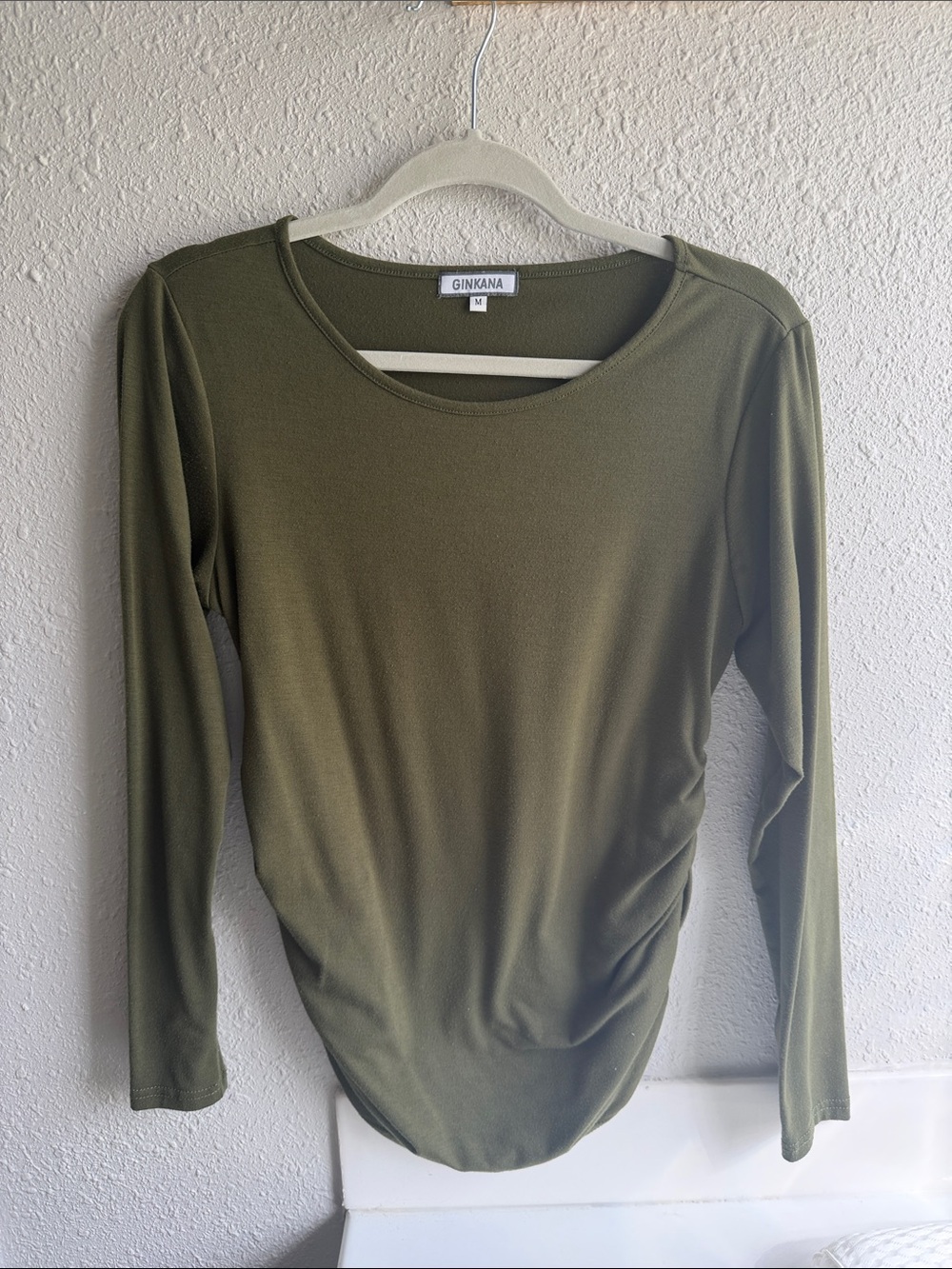 Ginkana Olive Long-Sleeve Scoop Neck Top  / pregnancy top
